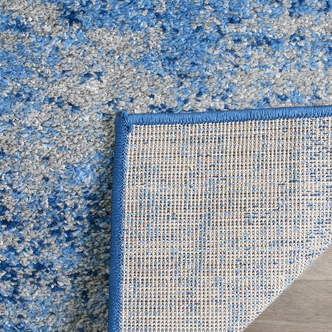 SAFAVIEH Adirondack Collection Runner Rug - 2'6" x 18', Silver & Blue, Modern Abstract Design, Non-Shedding & Easy Care, Ideal for High Traffic Areas in Living Room, Bedroom (ADR112F)