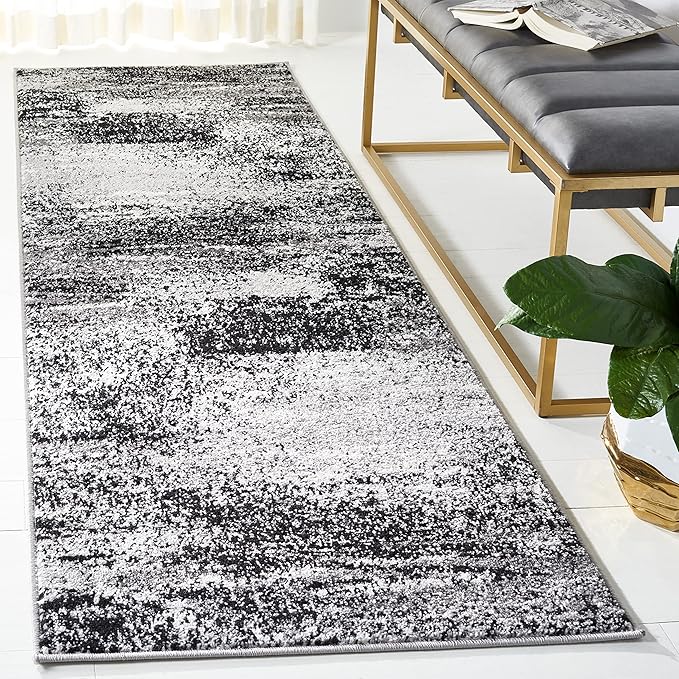 SAFAVIEH Adirondack Collection Runner Rug - 2'6" x 18', Silver & Multi, Modern Abstract Design, Non-Shedding & Easy Care, Ideal for High Traffic Areas in Living Room, Bedroom (ADR112G)