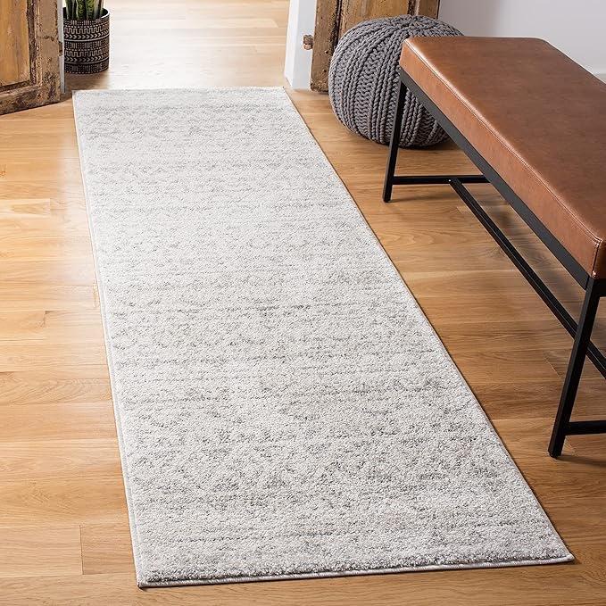 SAFAVIEH Adirondack Collection Runner Rug - 2'6" x 12', Ivory & Silver, Moroccan Boho Distressed Design, Non-Shedding & Easy Care, Ideal for High Traffic Areas in Living Room, Bedroom (ADR119A)