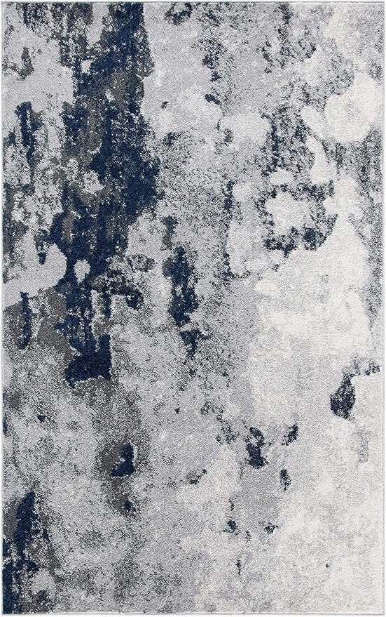 SAFAVIEH Adirondack Collection Area Rug - 5'1" x 7'6", Navy & Grey, Modern Abstract Design, Non-Shedding & Easy Care, Ideal for High Traffic Areas in Living Room, Bedroom (ADR134N)