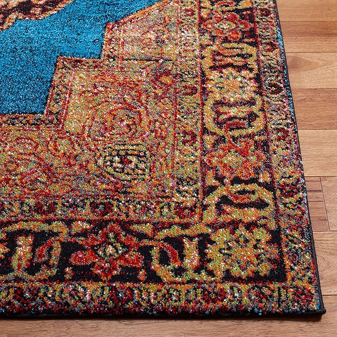SAFAVIEH Vintage Hamadan Collection Runner Rug - 2'3" x 12', Gold & Light Blue, Traditional Oriental Design, Non-Shedding & Easy Care, Ideal for High Traffic Areas in Living Room, Bedroom (VTH219D)
