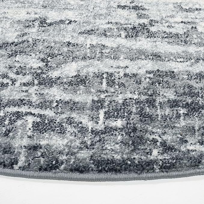 SAFAVIEH Evoke Collection Area Rug - 6'7" Round, Ivory & Grey, Modern Abstract Design, Non-Shedding & Easy Care, Ideal for High Traffic Areas in Living Room, Bedroom (EVK272F)