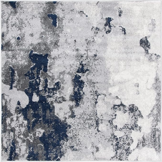 SAFAVIEH Adirondack Collection 10' Square Navy / Grey ADR134N Modern Abstract Non-Shedding Living Room Bedroom Dining Home Office Area Rug