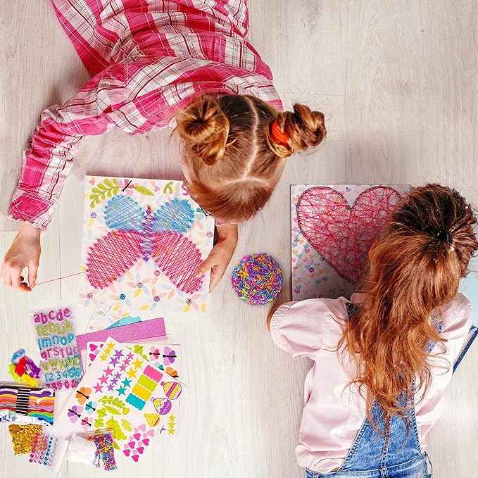 Creative Kids String Art Kit for Kids Age 6+ | 4 Fun Projects in 1 String Art Craft Kit Flower, Heart, Rainbow & Unicorn | String Art Kids Birthday Gifts for Girls & Boys