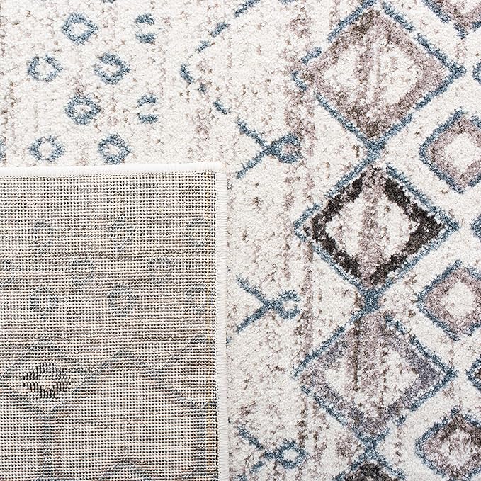 SAFAVIEH Amsterdam Collection Runner Rug - 2'3" x 22', Ivory & Grey, Moroccan Boho Design, Non-Shedding & Easy Care, Ideal for High Traffic Areas in Living Room, Bedroom (AMS108A)