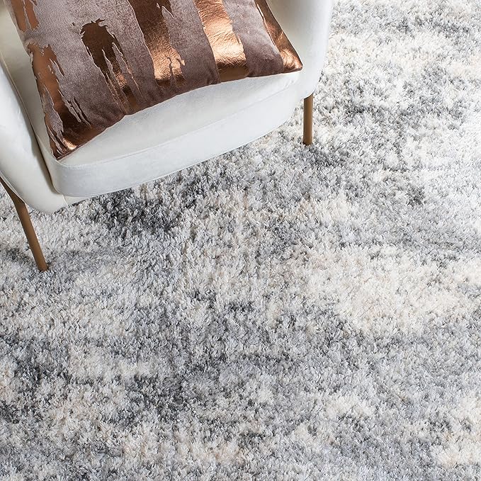 SAFAVIEH Berber Shag Collection Runner Rug - 2' x 6', Ivory & Beige, Modern Abstract Design, Non-Shedding & Easy Care, 1.2-inch Thick Ideal for High Traffic Areas in Living Room, Bedroom (BER272A)
