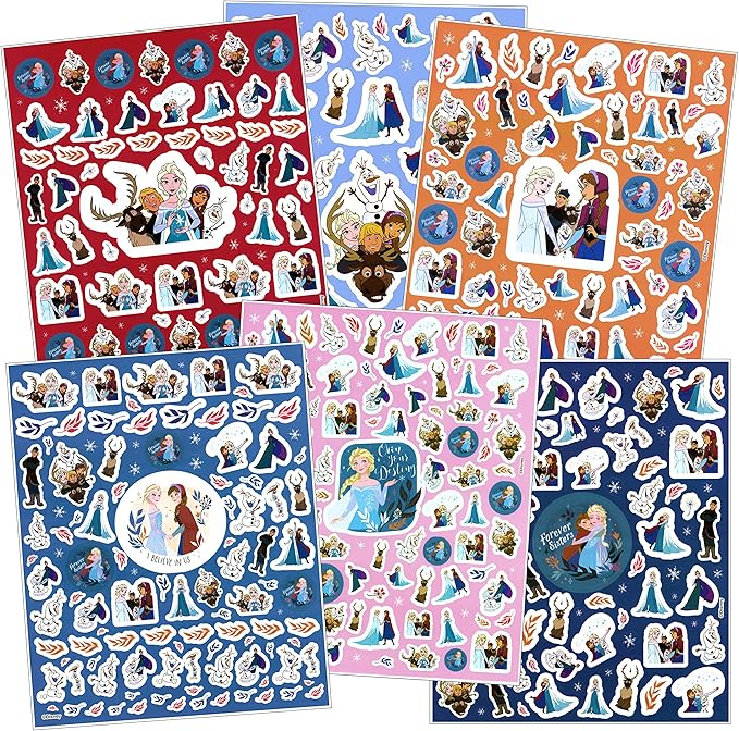 Disney Frozen Coloring Book with Stickers Set - Bundle Includes Disney Frozen Coloring Book, 500 Disney Frozen Stickers, 2-Sided Castle Door Hanger, Thank You Card Craft