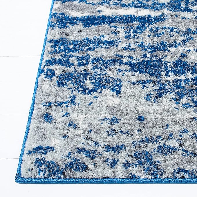 SAFAVIEH Evoke Collection 6'7" x 9' Dark Blue/Grey EVK272L Modern Abstract Non-Shedding Living Room Dining Bedroom Area Rug