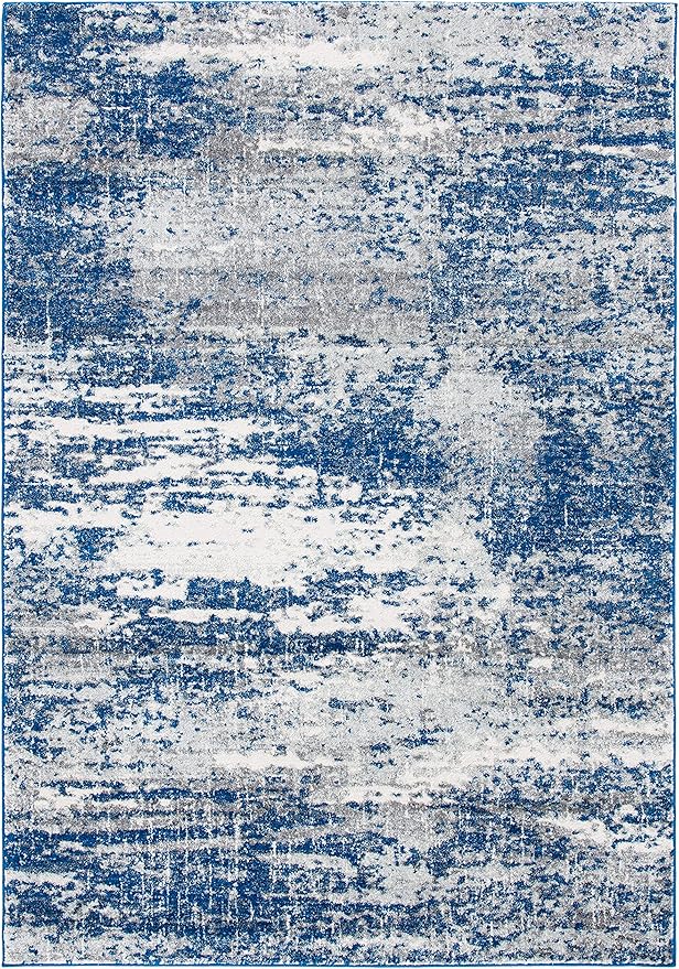 SAFAVIEH Evoke Collection 3' x 5' Dark Blue/Grey EVK272L Modern Abstract Non-Shedding Living Room Bedroom Entryway Accent Rug