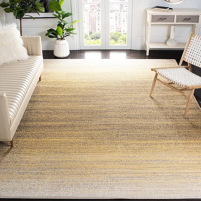 SAFAVIEH Adirondack Collection Area Rug - 8' x 10', Gold & Ivory, Modern Ombre Design, Non-Shedding & Easy Care, Ideal for High Traffic Areas in Living Room, Bedroom (ADR142D)