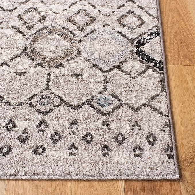 SAFAVIEH Amsterdam Collection Runner Rug - 2'3" x 20', Light Grey & Brown, Moroccan Boho Design, Non-Shedding & Easy Care, Ideal for High Traffic Areas in Living Room, Bedroom (AMS108F)