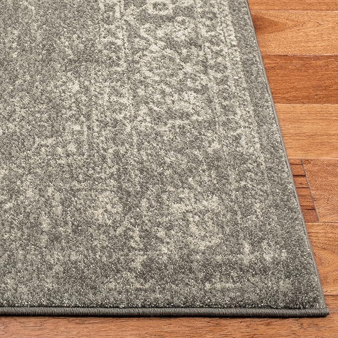 SAFAVIEH Evoke Collection 2'2" x 17' Silver / Ivory EVK256S Oriental Distressed Non-Shedding Living Room Bedroom Runner Rug