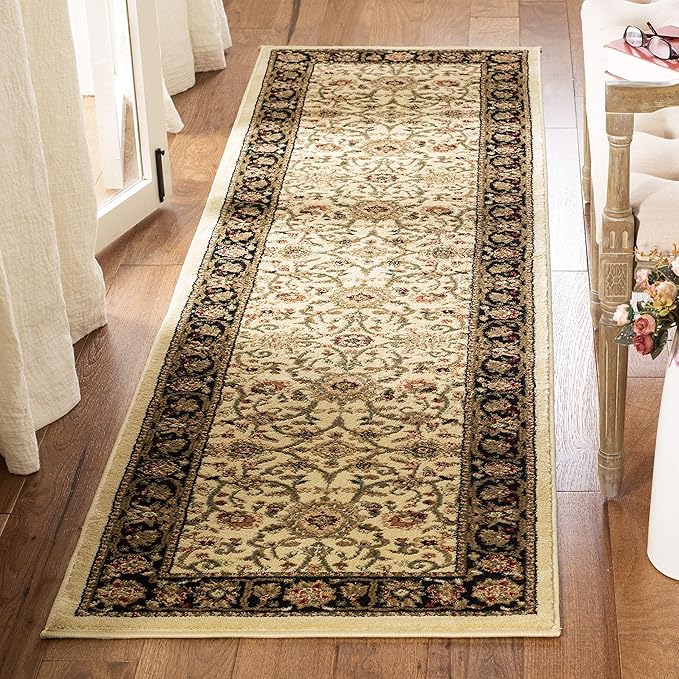 SAFAVIEH Lyndhurst Collection Runner Rug - 2'3" x 16', Ivory & Black, Traditional Oriental Design, Non-Shedding & Easy Care, Ideal for High Traffic Areas in Living Room, Bedroom (LNH212B)