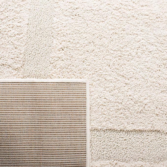 SAFAVIEH Florida Shag Collection Accent Rug - 4' x 6', Creme & Creme, Border Design, Non-Shedding & Easy Care, 1.2-inch Thick Ideal for High Traffic Areas in Foyer, Living Room, Bedroom (SG454-1111)