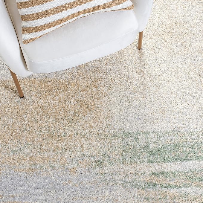 SAFAVIEH Adirondack Collection Runner Rug - 2'6" x 14', Ivory & Gold, Modern Abstract Design, Non-Shedding & Easy Care, Ideal for High Traffic Areas in Living Room, Bedroom (ADR112D)