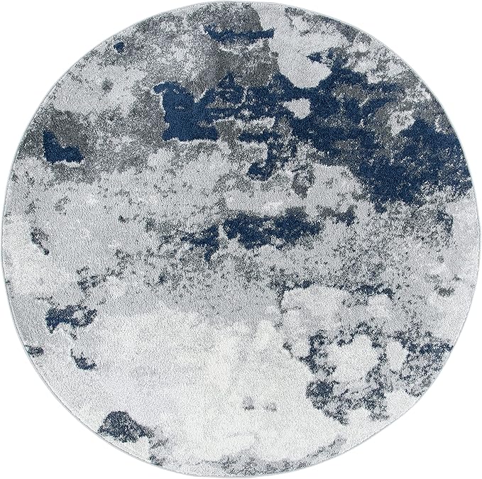 SAFAVIEH Adirondack Collection 10' Round Navy / Grey ADR134N Modern Abstract Non-Shedding Dining Room Entryway Foyer Living Room Bedroom Area Rug