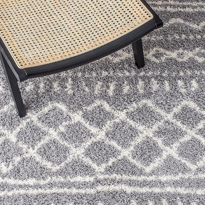 SAFAVIEH Arizona Shag Collection Runner Rug - 2'3" x 10', Grey & Ivory, Moroccan Design, Non-Shedding & Easy Care, 1.6-inch Thick Ideal for High Traffic Areas in Living Room, Bedroom (ASG741G)