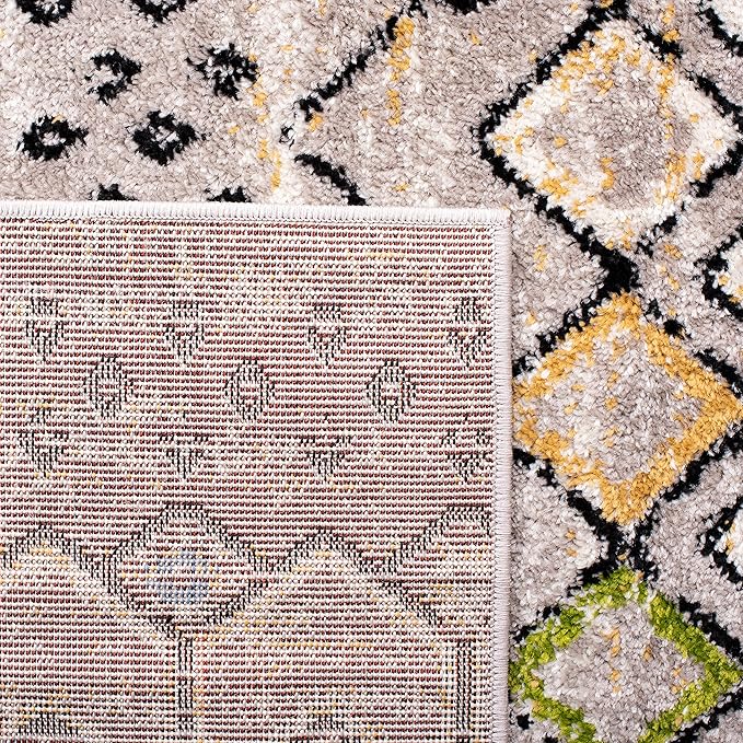 SAFAVIEH Amsterdam Collection Runner Rug - 2'3" x 6', Light Grey & Multi, Moroccan Boho Design, Non-Shedding & Easy Care, Ideal for High Traffic Areas in Living Room, Bedroom (AMS108G)