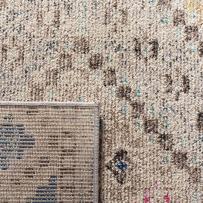 SAFAVIEH Madison Collection Runner Rug - 2' x 8', Grey & Yellow, Boho Diamond Distressed Design, Non-Shedding & Easy Care, Ideal for High Traffic Areas in Living Room, Bedroom (MAD418F)