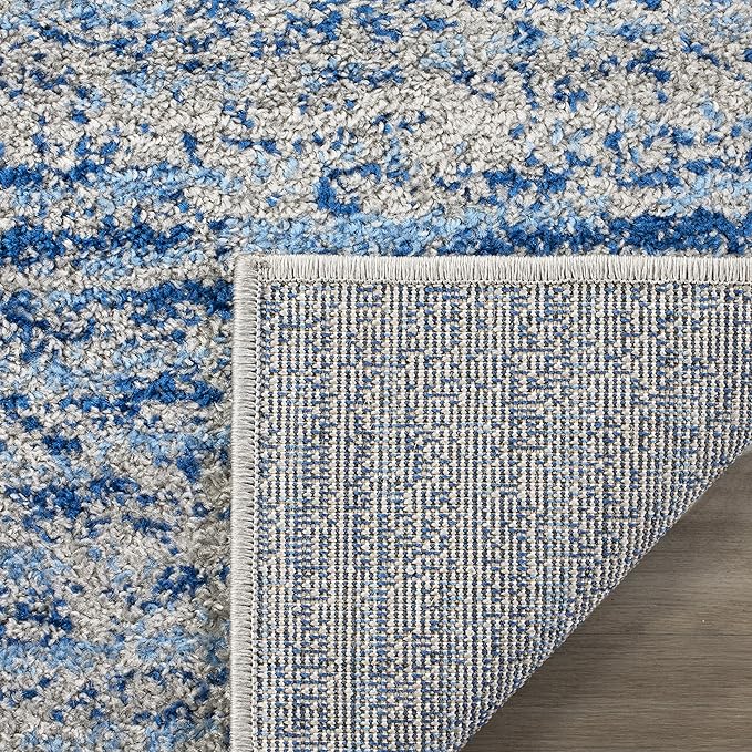 SAFAVIEH Adirondack Collection Runner Rug - 2'6" x 18', Blue & Silver, Modern Abstract Design, Non-Shedding & Easy Care, Ideal for High Traffic Areas in Living Room, Bedroom (ADR117D)