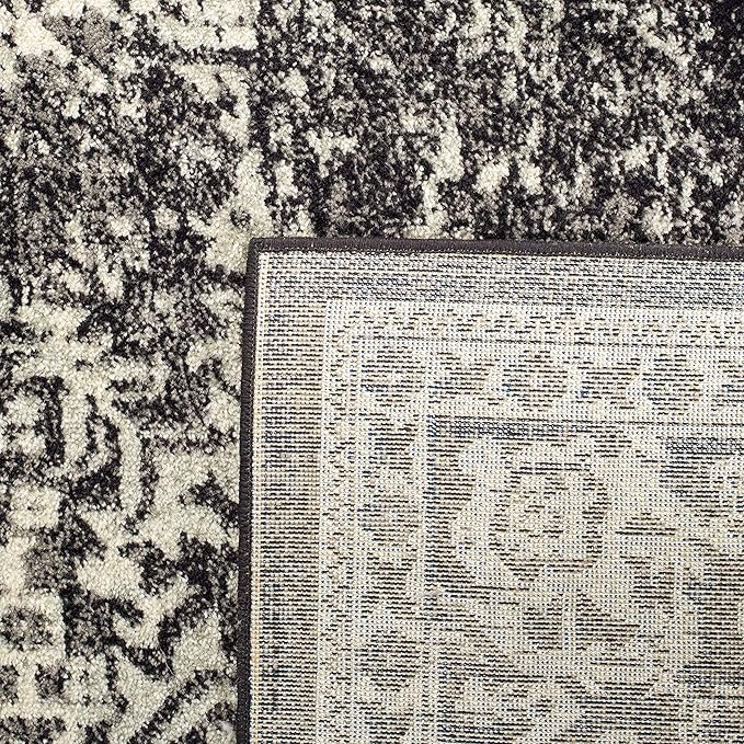 SAFAVIEH Evoke Collection 2'2" x 13' Black / Grey EVK256R Oriental Distressed Non-Shedding Living Room Bedroom Runner Rug