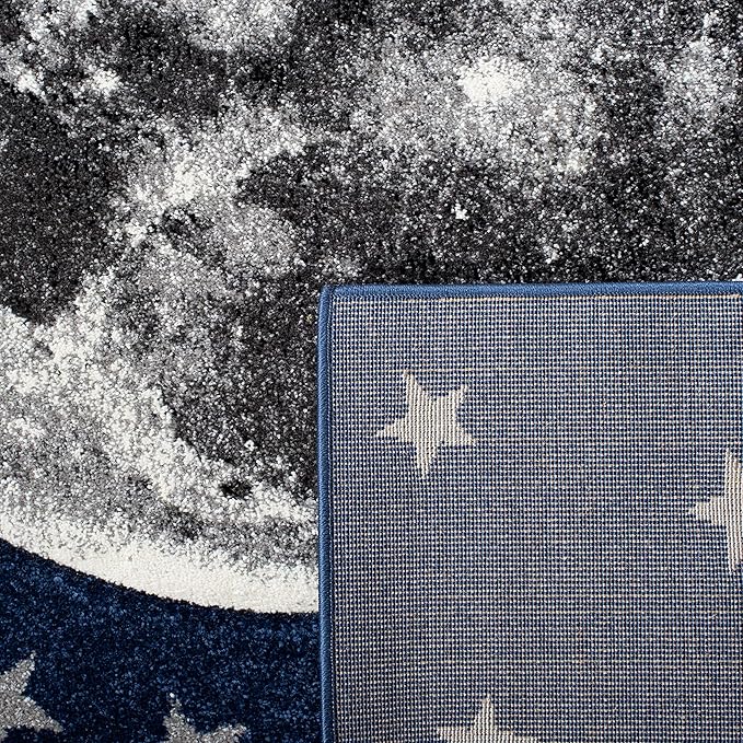 SAFAVIEH Carousel Kids Collection Area Rug - 8' x 10', Navy & Grey, Non-Shedding & Easy Care, Ideal for High Traffic Areas for Boys & Girls in Playroom, Nursery, Bedroom (CRK135N)