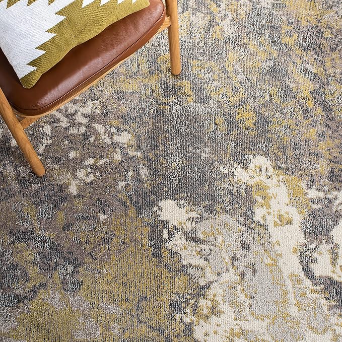 SAFAVIEH Madison Collection Area Rug - 5'3" x 7'6", Ivory & Grey, Modern Abstract Design, Non-Shedding & Easy Care, Ideal for High Traffic Areas in Living Room, Bedroom (MAD499A)