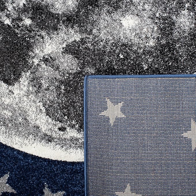 SAFAVIEH Carousel Kids Collection Runner Rug - 2'3" x 10', Navy & Grey, Non-Shedding & Easy Care, Ideal for High Traffic Areas for Boys & Girls in Playroom, Nursery, Bedroom (CRK135N)