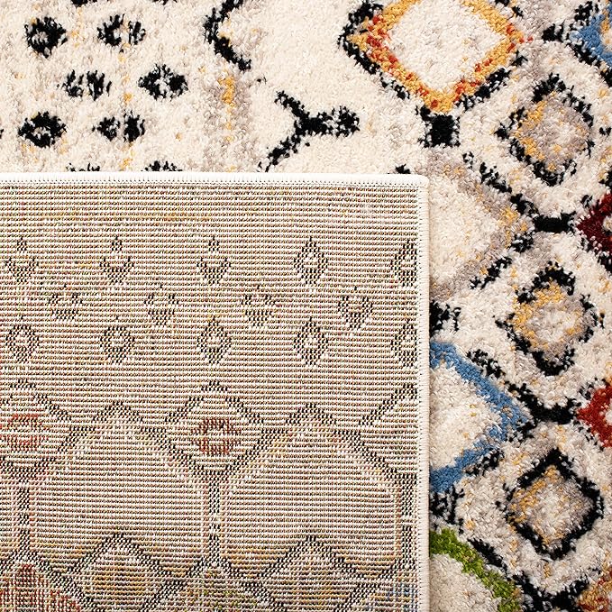SAFAVIEH Amsterdam Collection Runner Rug - 2'3" x 20', Ivory & Multi, Moroccan Boho Design, Non-Shedding & Easy Care, Ideal for High Traffic Areas in Living Room, Bedroom (AMS108K)