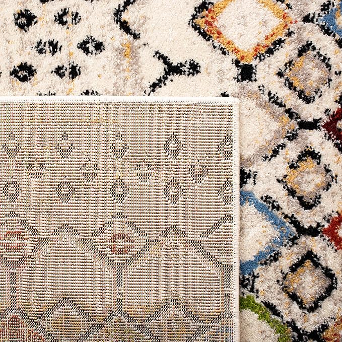SAFAVIEH Amsterdam Collection Runner Rug - 2'3" x 12', Ivory & Multi, Moroccan Boho Design, Non-Shedding & Easy Care, Ideal for High Traffic Areas in Living Room, Bedroom (AMS108K)